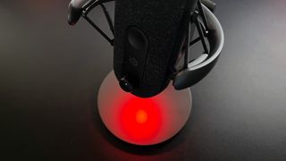 SteelSeries Alias review image showing the red lighting at the bottom of the mic