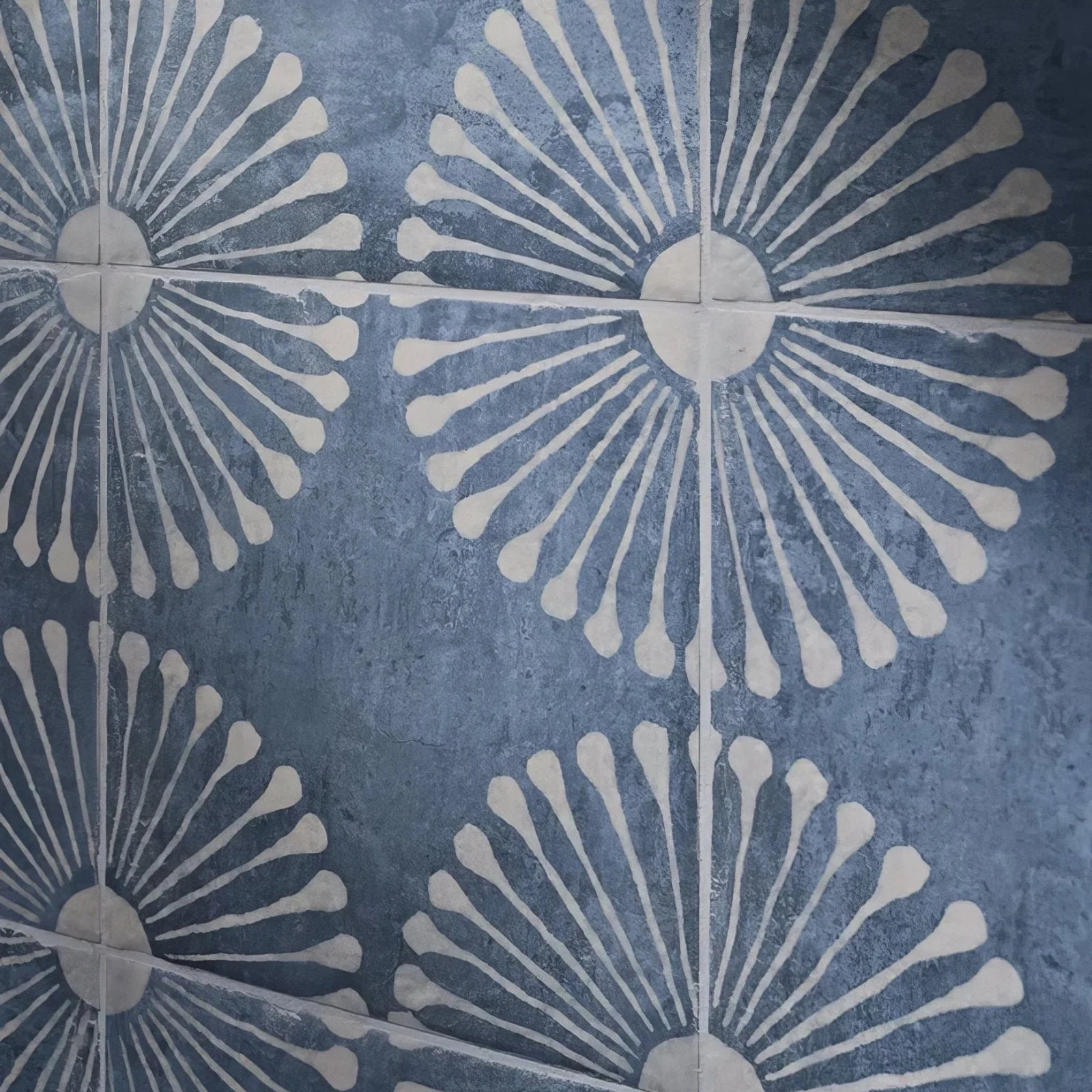 blue and white patterned tiles