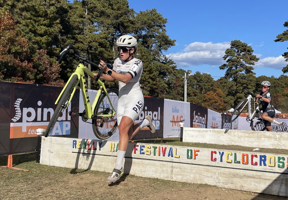 Katie Clouse at the first day of racing at 2024 Really Rad Festival of Cyclocross, finishing second