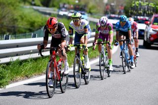 FOLIGNO ITALY MAY 17 Kobe Goossens of Belgium and Team Lotto Soudal Taco Van Der Hoorn of Netherlands and Team Intermarch Wanty Gobert Matriaux in breakaway during the 104th Giro dItalia 2021 Stage 10 a 139km stage from LAquila to Foligno girodiitalia Giro on May 17 2021 in Foligno Italy Photo by Tim de WaeleGetty Images