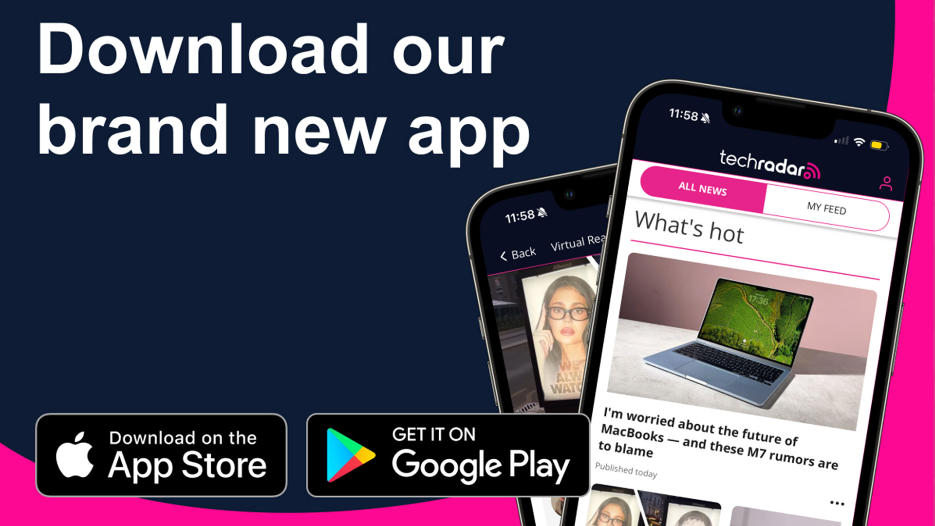 Anuncio de la app de TechRadar mostrando dos teléfonos