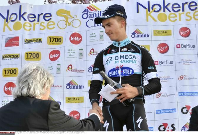 Julian Alaphilippe (Omega Pharma-Quick Step) collecting his prize