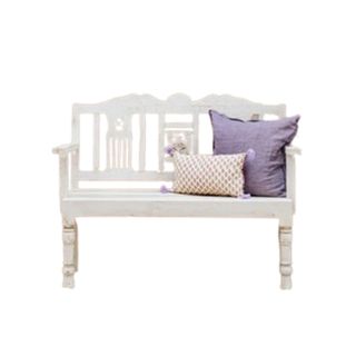 Mango Wood Furniture Two Seater Ivory Fiddle Indian Bench