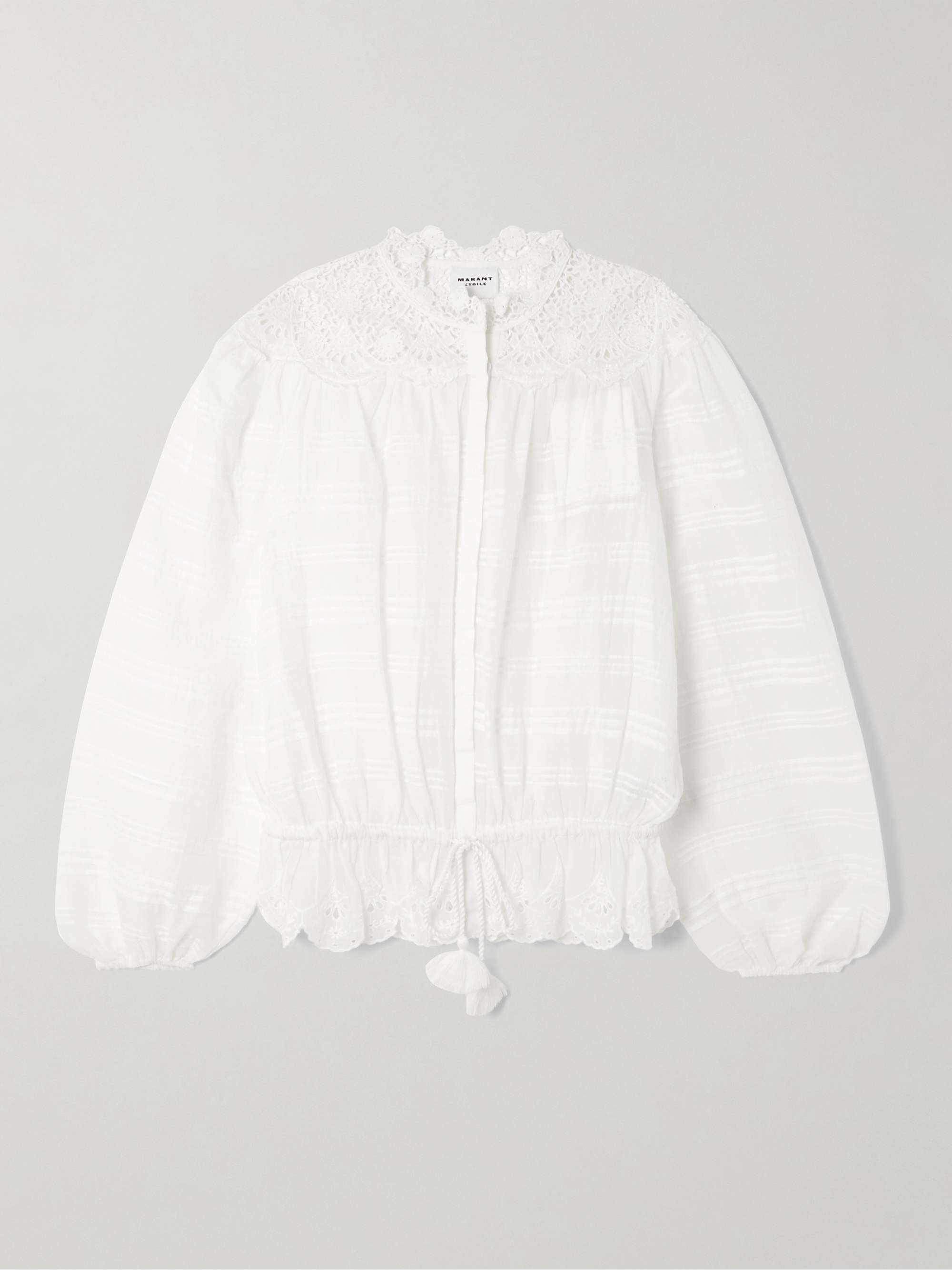 Polly Lace-Trimmed Organic Cotton-Voile Blouse