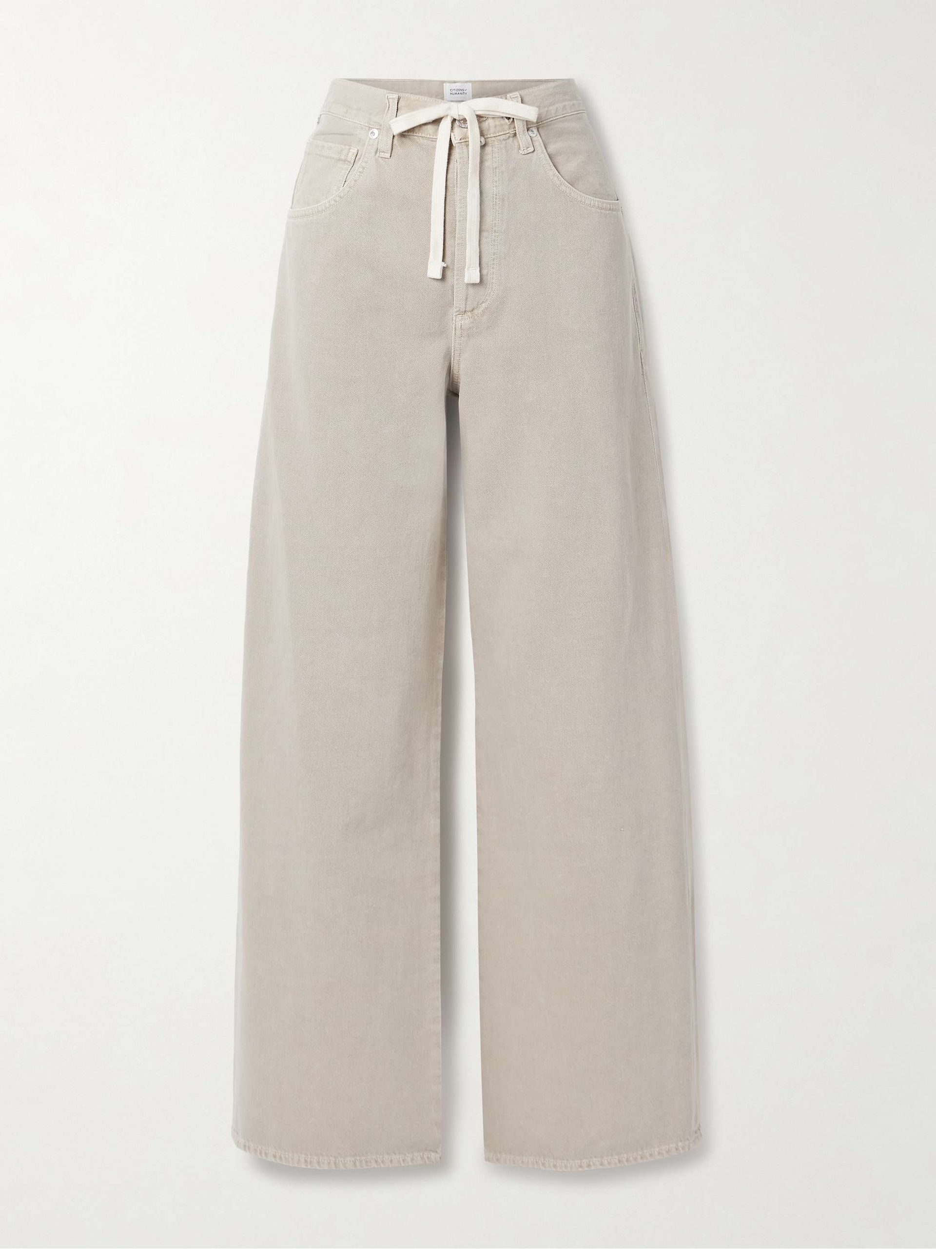 Brynn Drawstring Mid-Rise Wide-Leg Jeans