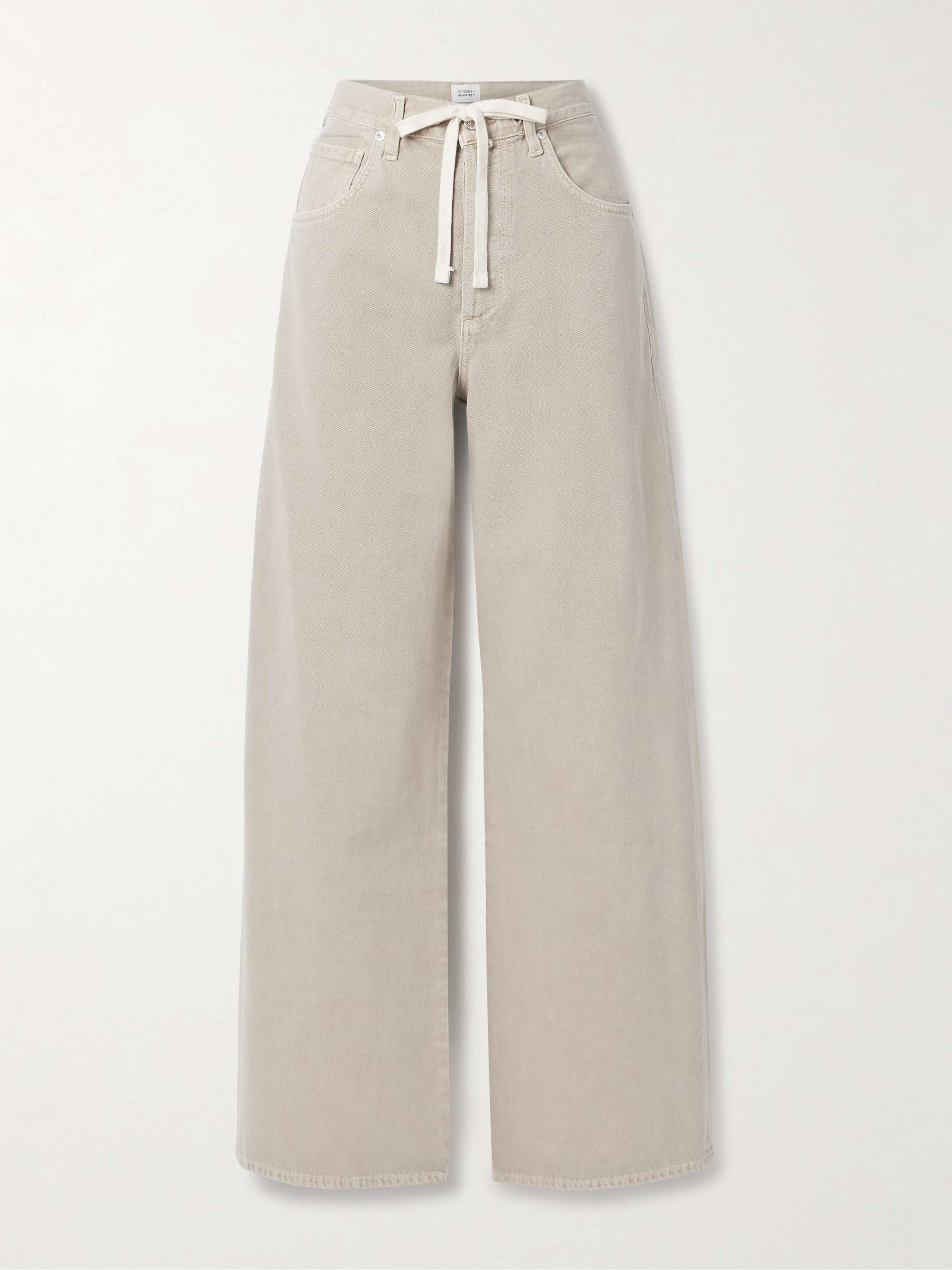 Brynn Drawstring Mid-Rise Wide-Leg Jeans