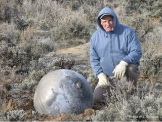 In March 2011, Robert Dunn was hiking in Moffat County, near the NW corner of Colorado. He heard a high-pitched sound that he could not identify, but it caught his attention since he was in a fairly isolated area. A short time later, he noticed a 30” diameter object on the ground within a crater about a foot deep. There was Russian writing on the object. The object was warm when he touched it, even though he was in an area with snow on the ground. It was later identified as a spherical titanium tank originating from a Russian upper stage rocket, launched earlier that year. A followup search found another, smaller sphere 34 miles to the North-East.