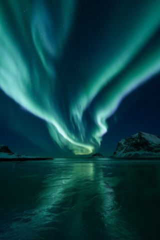 the northern lights above Nordic scenery