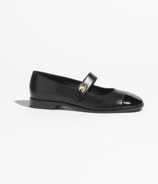 Chanel, Calfskin 
Patent Calfskin Mary Jane Flats