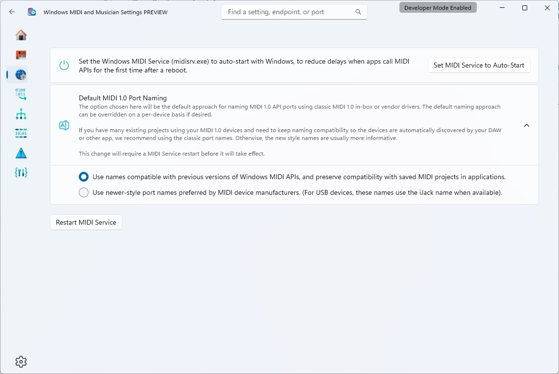 Windows MIDI Services app