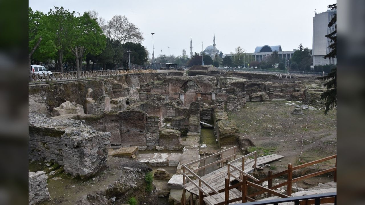 The Church of St Polyeuctus was among the largest Christian churches in Constantinople, but it was abandoned after it was damaged in an earthquake in the 11th century. Here we see a bird's eye view of the Church of St Polyeuctus ruins.