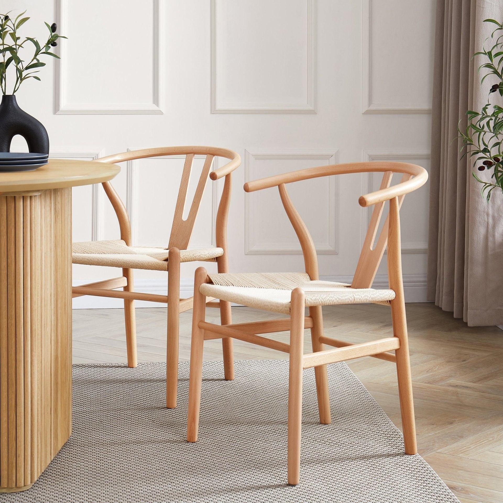 Jade Set of 2 Dining Chairs - Wood/natural
