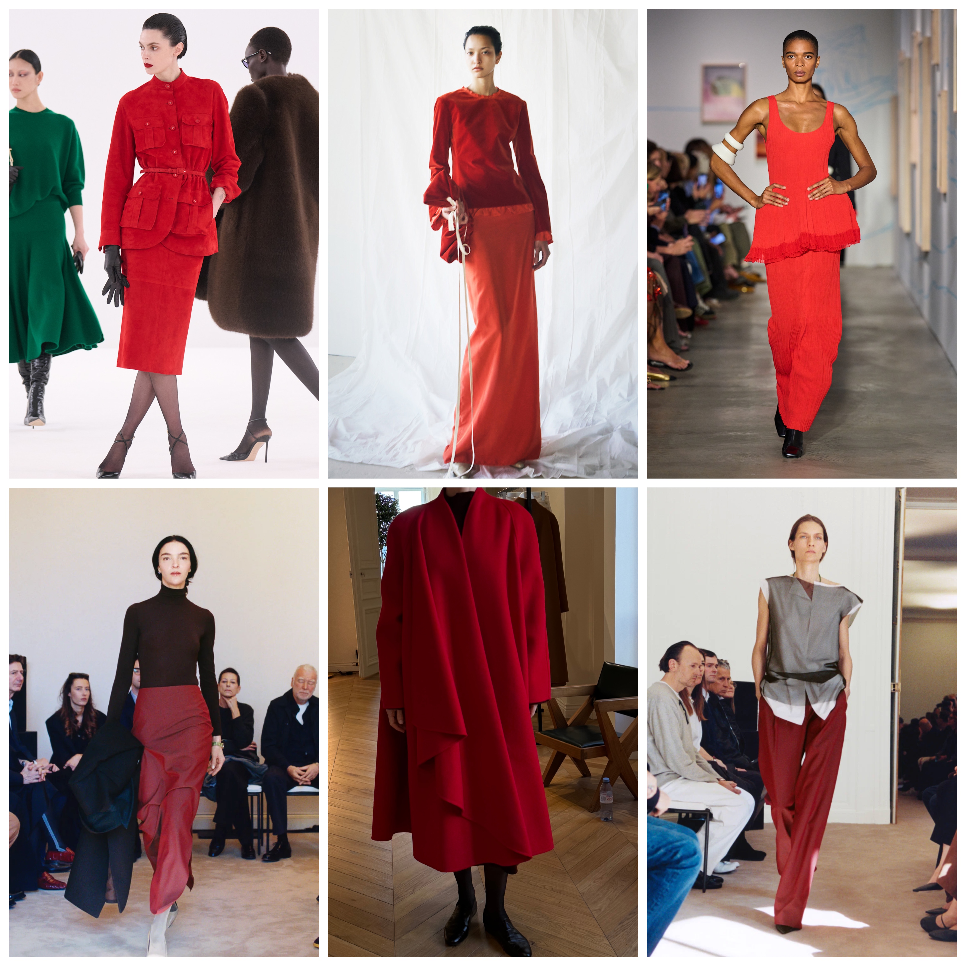 collage of Tom Ford Fall 2026, Colleen Allen Fall 2026, Ashlyn Spring 2026, The Row Fall 2026