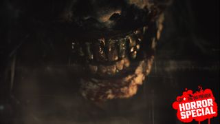Resident Evil Requiem screenshot of a rotting zombie's head with a Horror Special overlay