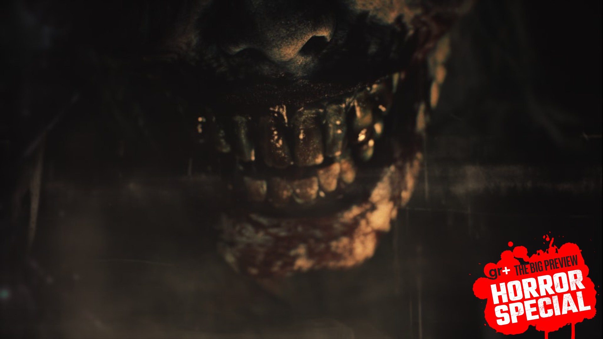 Resident Evil Requiem screenshot of a rotting zombie&#039;s head with a Horror Special overlay