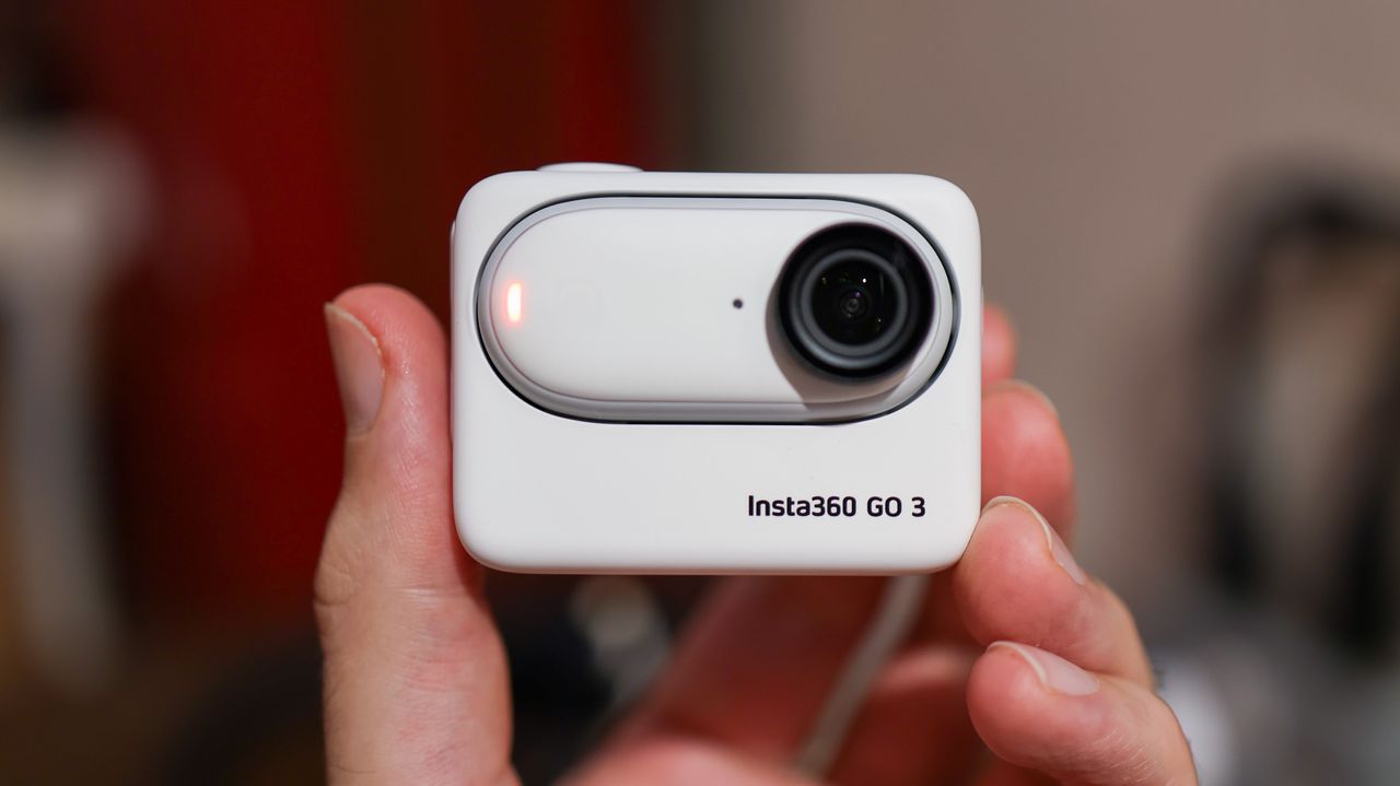 A photo of the front of an Insta360 Go 3 action camera