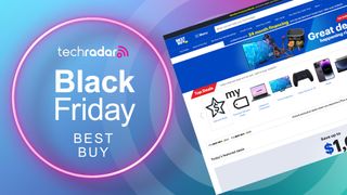 TechRadar Black Friday deals logo next to screenshot of the Best Buy website