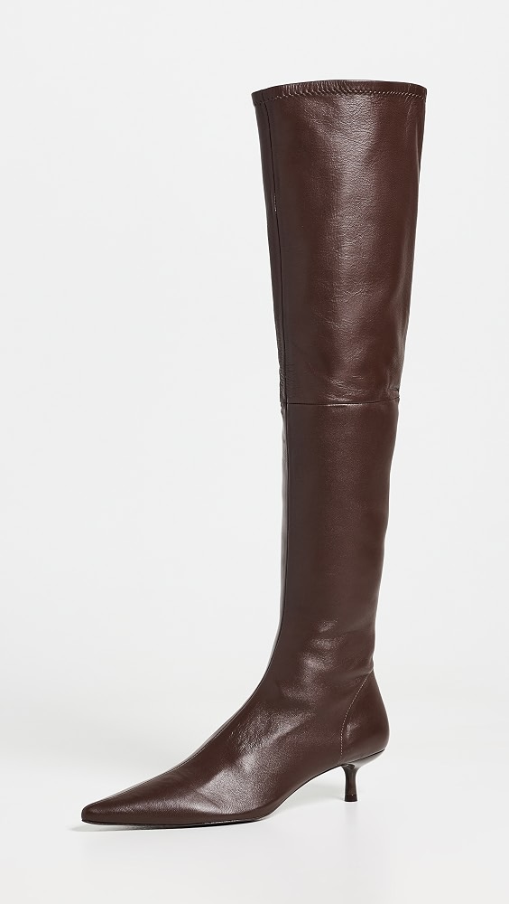 Joni Stretch Leather Over-The-Knee Boots - Cacao