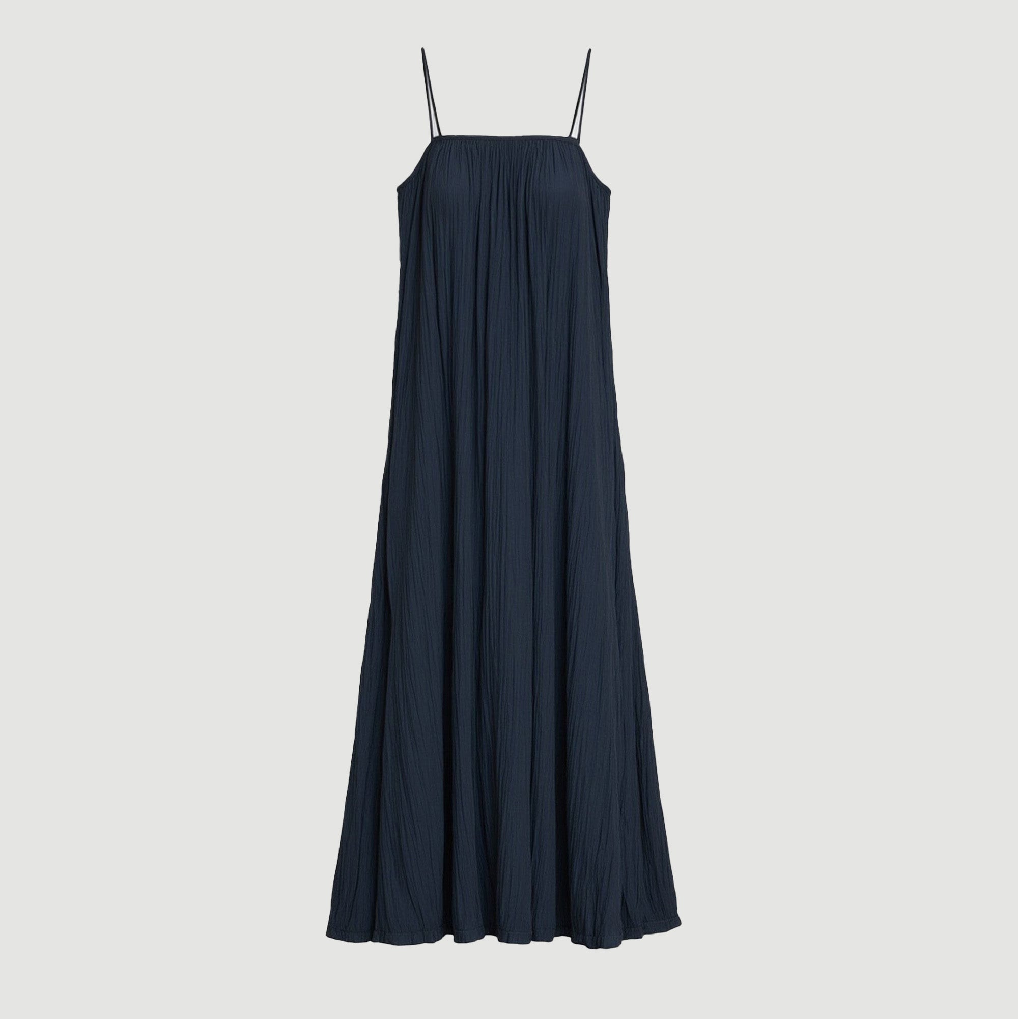 Solange Crinkled Maxi Dress (petite) Navy / Petite / Xs