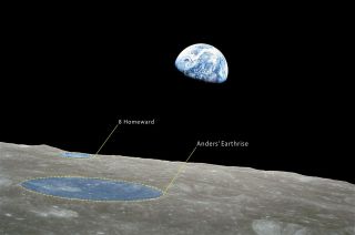 Two of the craters seen in Apollo 8 astronaut William "Bill" Anders' iconic "Earthrise" photo have now been named by the International Astronomical Union in honor of the 50th anniversary of the mission. 