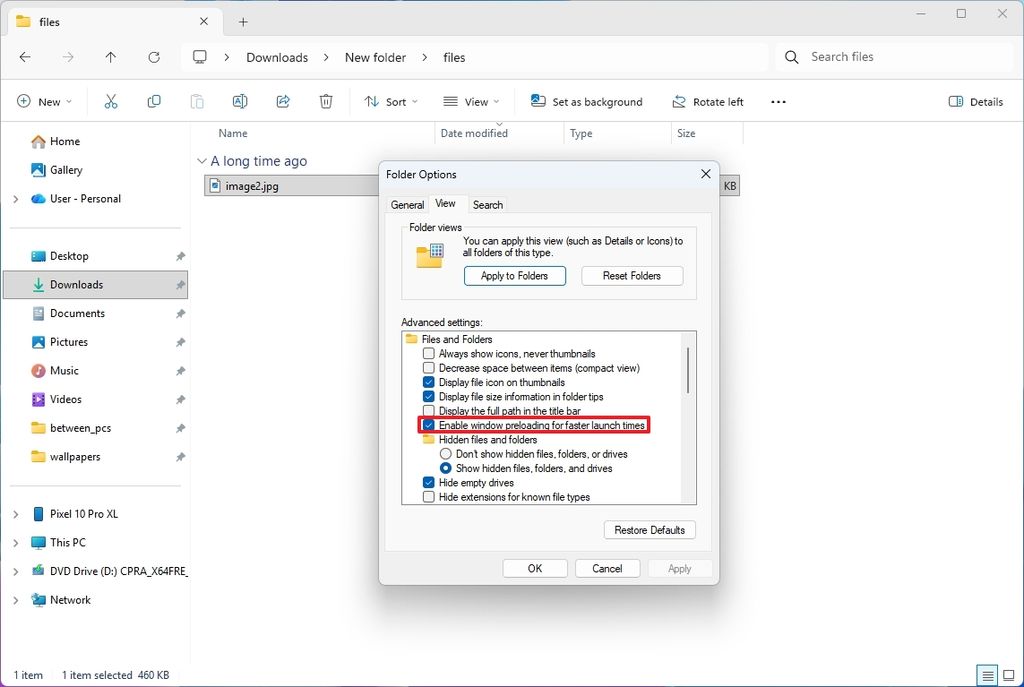 File Explorer preload app new feature
