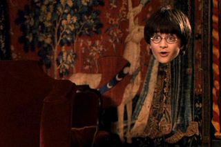 harry potter wears his invisibility cloak