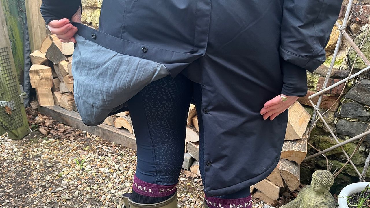 Harry Hall All-Weather Long Jacket poppered vent