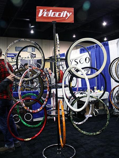 The surging fixie market has generated a groundswell of support for colored rims like these options from Velocity.