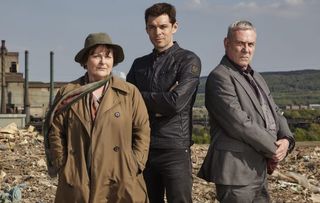 Vera: Pictured: BRENDA BLETHYN as DCI Vera Stanhope, KENNY DOUGHTY as DS Aiden Healy and JON MORRIS as DC Kenny Lockhart.