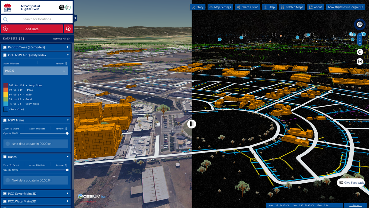 A screenshot from NSW&amp;#039;s digital twin