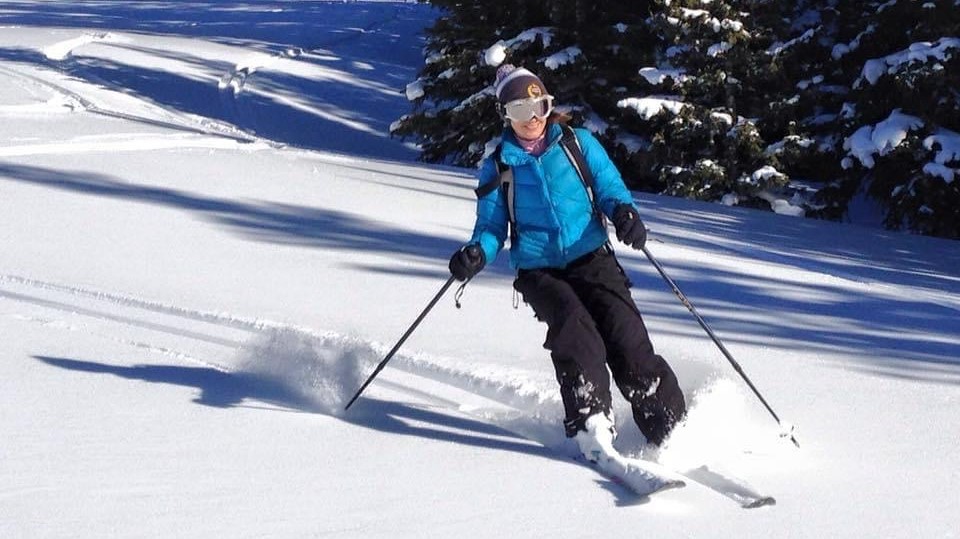 Julia Clarke skiing in Vail