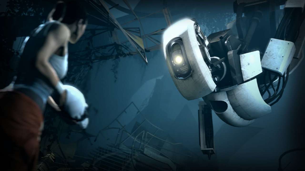 The protaganist of Portal (Chell) met face to face with GLaDOS. This image is taken from Portal 2.