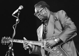 Albert King performs at the Chicago Blues Fest on June 8, 1986.