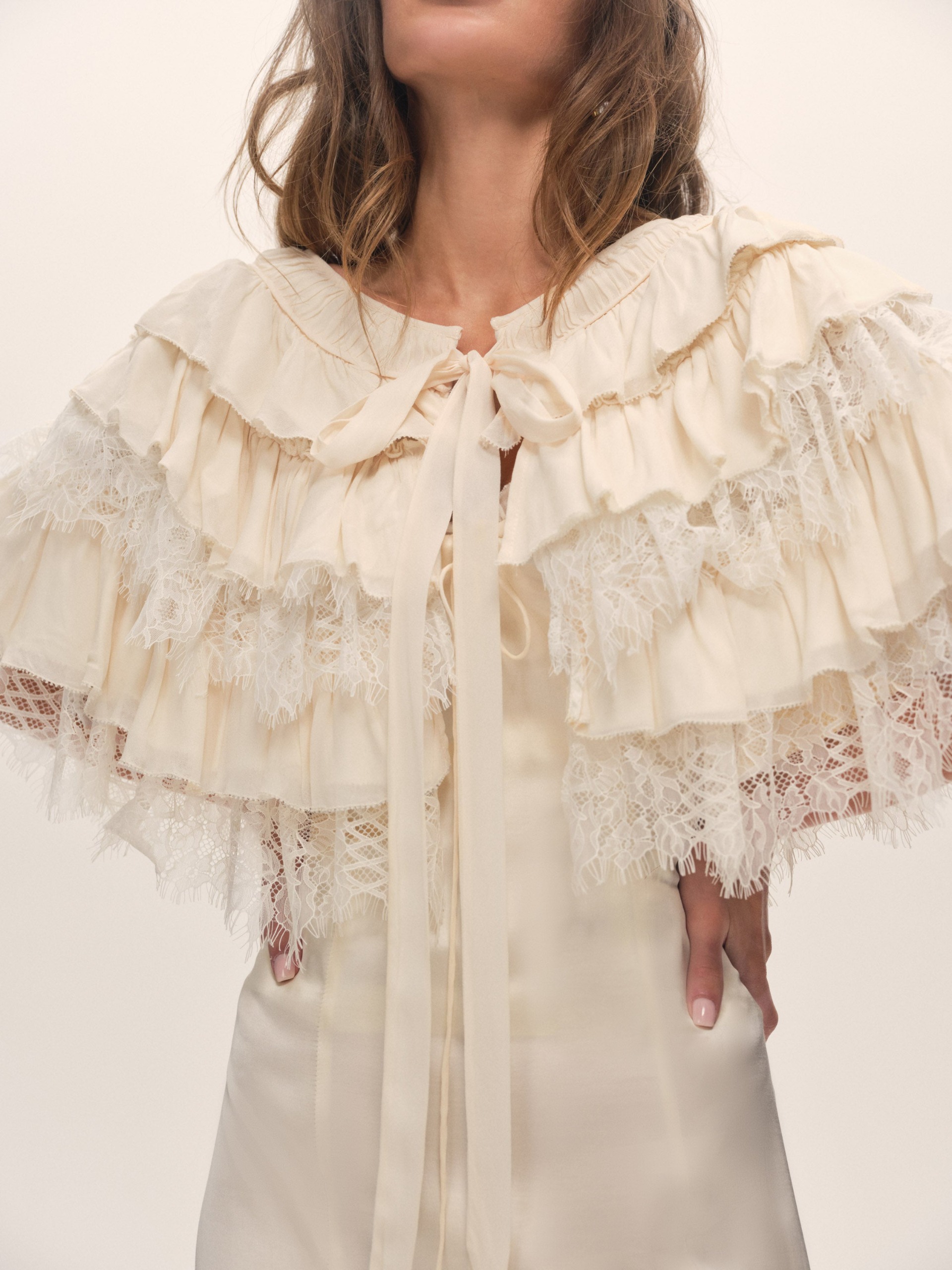 Vienna Ruffled Shawl &amp;mdash; Cream
