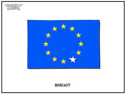 Editorial cartoon World Brexit independence flag