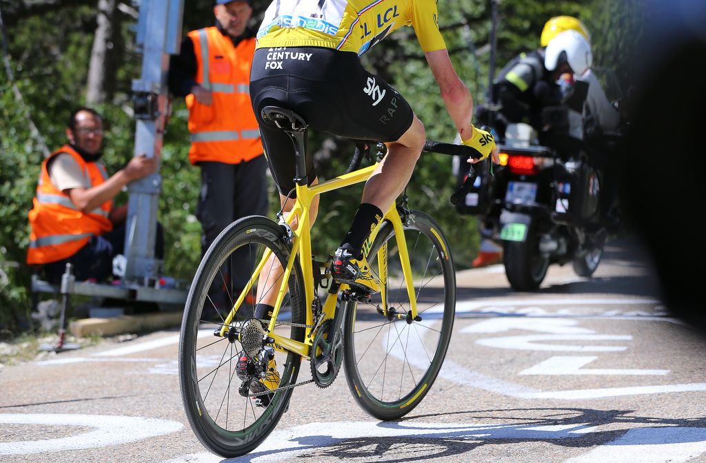 Chris Froome on the Mavic neutral spares Canyon bike