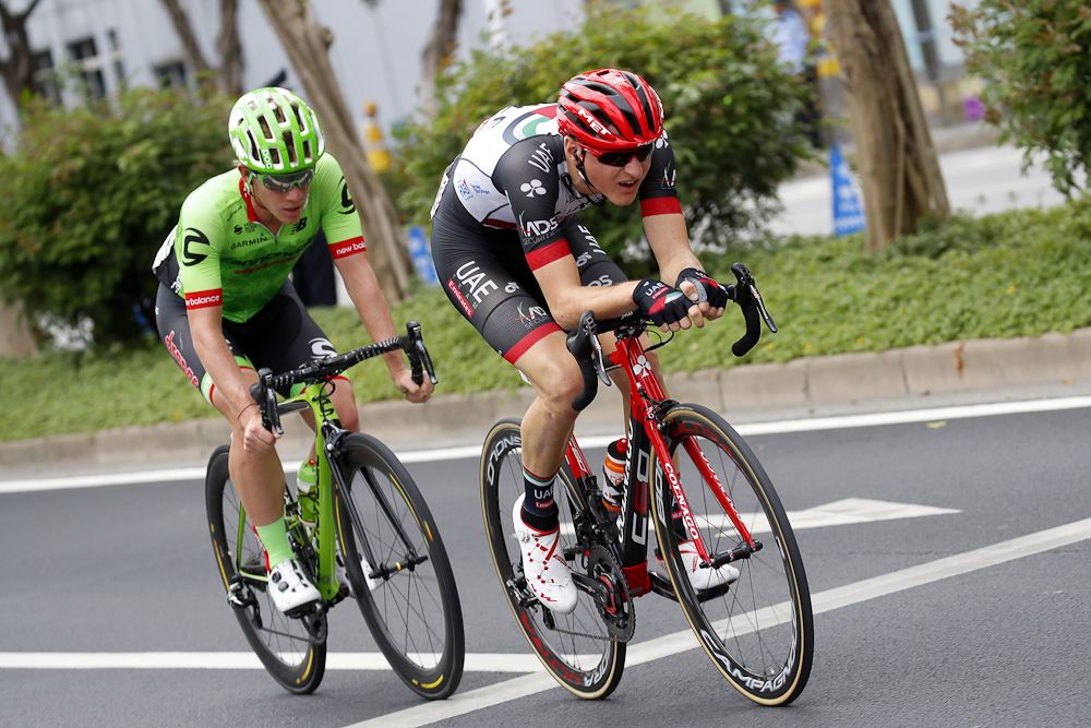 Lawson Craddock (Cannondale - Drapac) and Matej Mohoric (UAE Team Emirates)