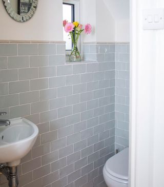downstairs toilet idea with corner sink