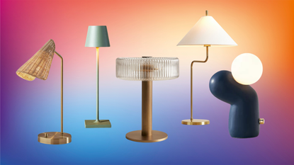 table lamps on a colorful background