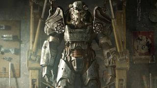 A Brotherhood of Steel armor set in Fallout 4
