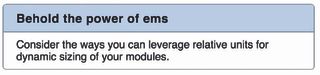 A panel module, with paddings and border radius defined using ems