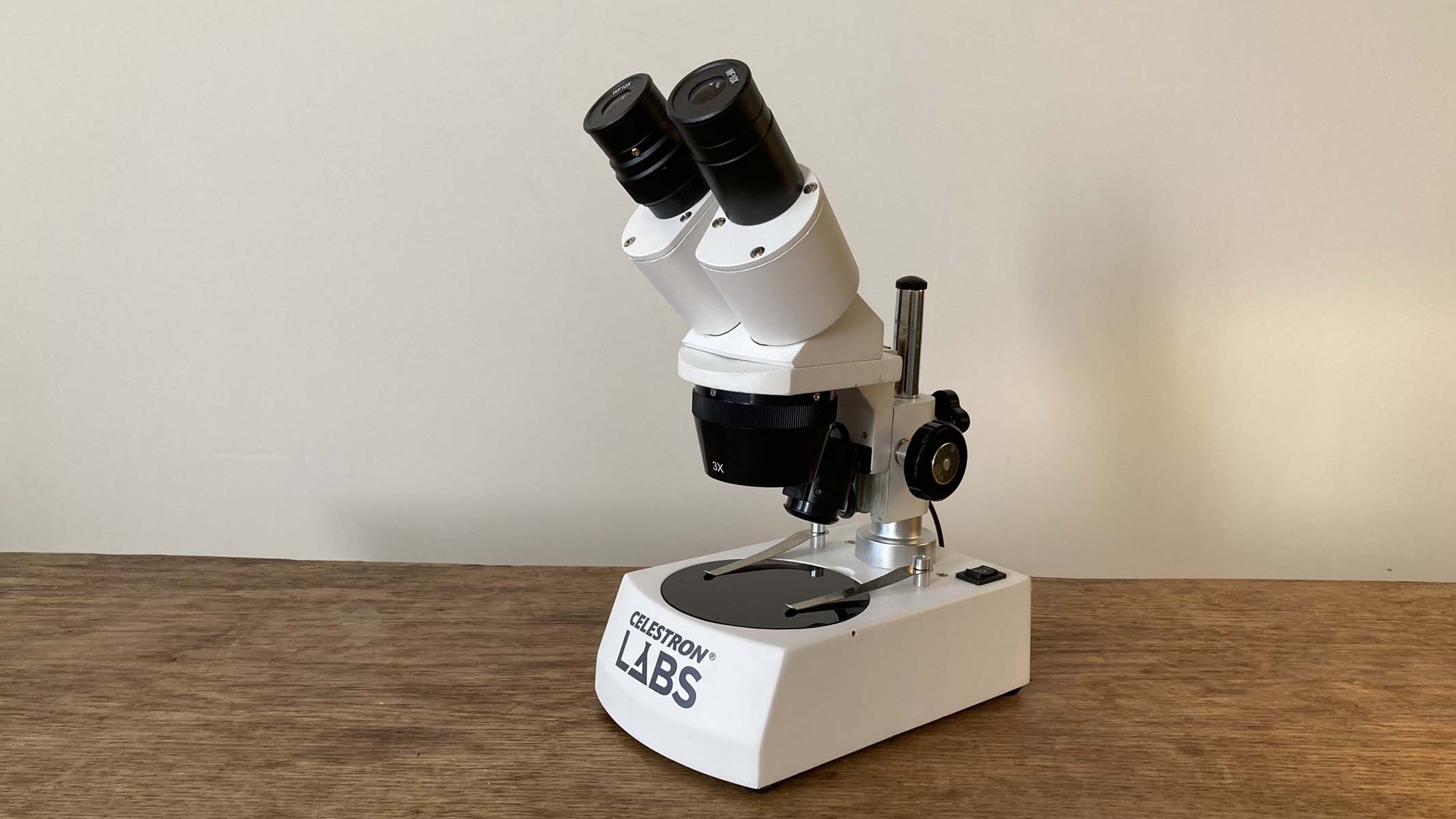 microscope on a table