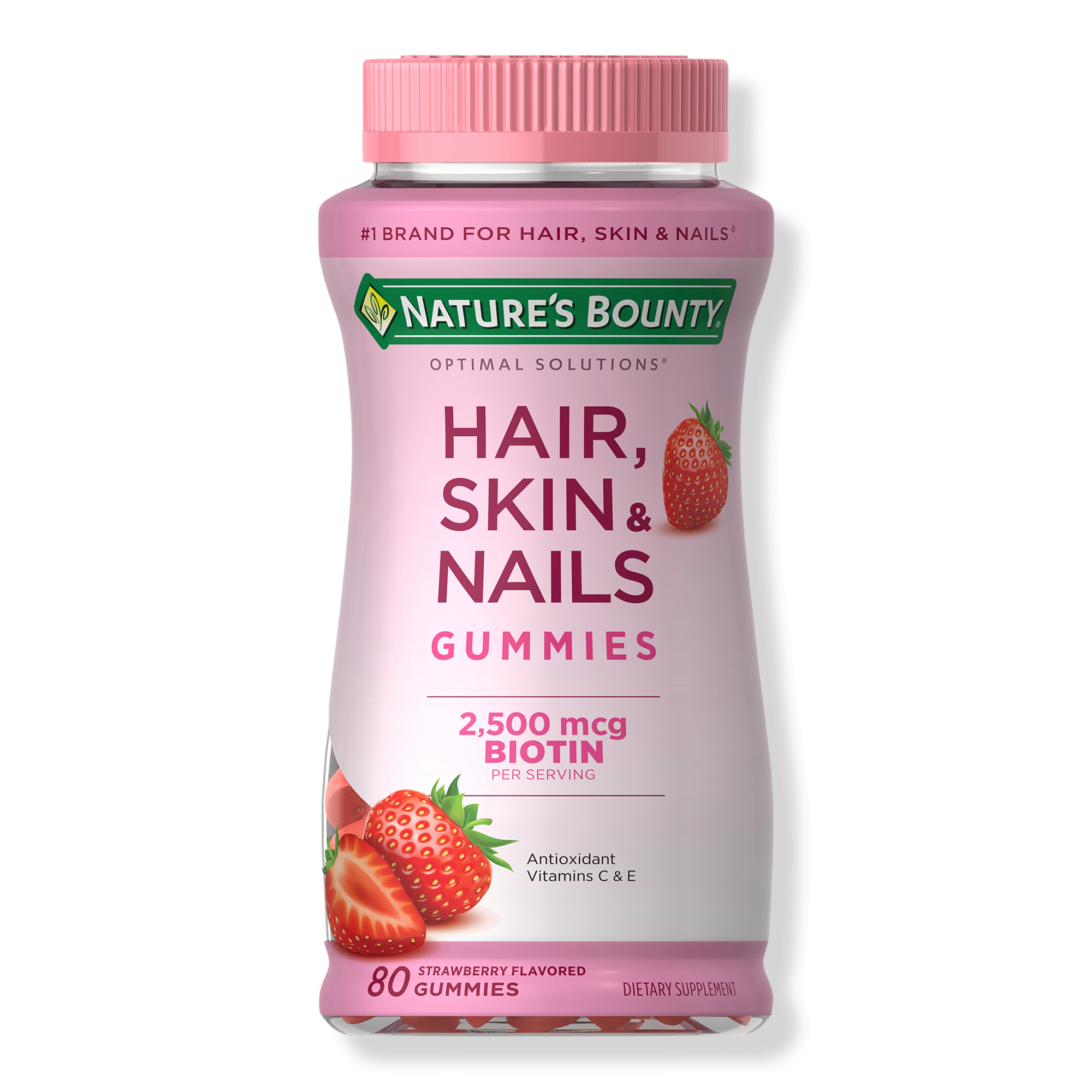 Strawberry Hair, Skin &amp; Nails Gummy Vitamins With Biotin