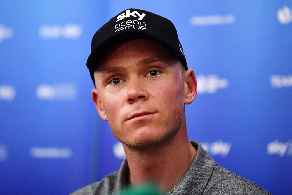 Chris Froome (Team Sky) meets with the press ahead of the Grand Depart at the 2018 Tour de France