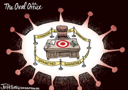 Editorial Cartoon U.S. Trump COVID Oval Office
