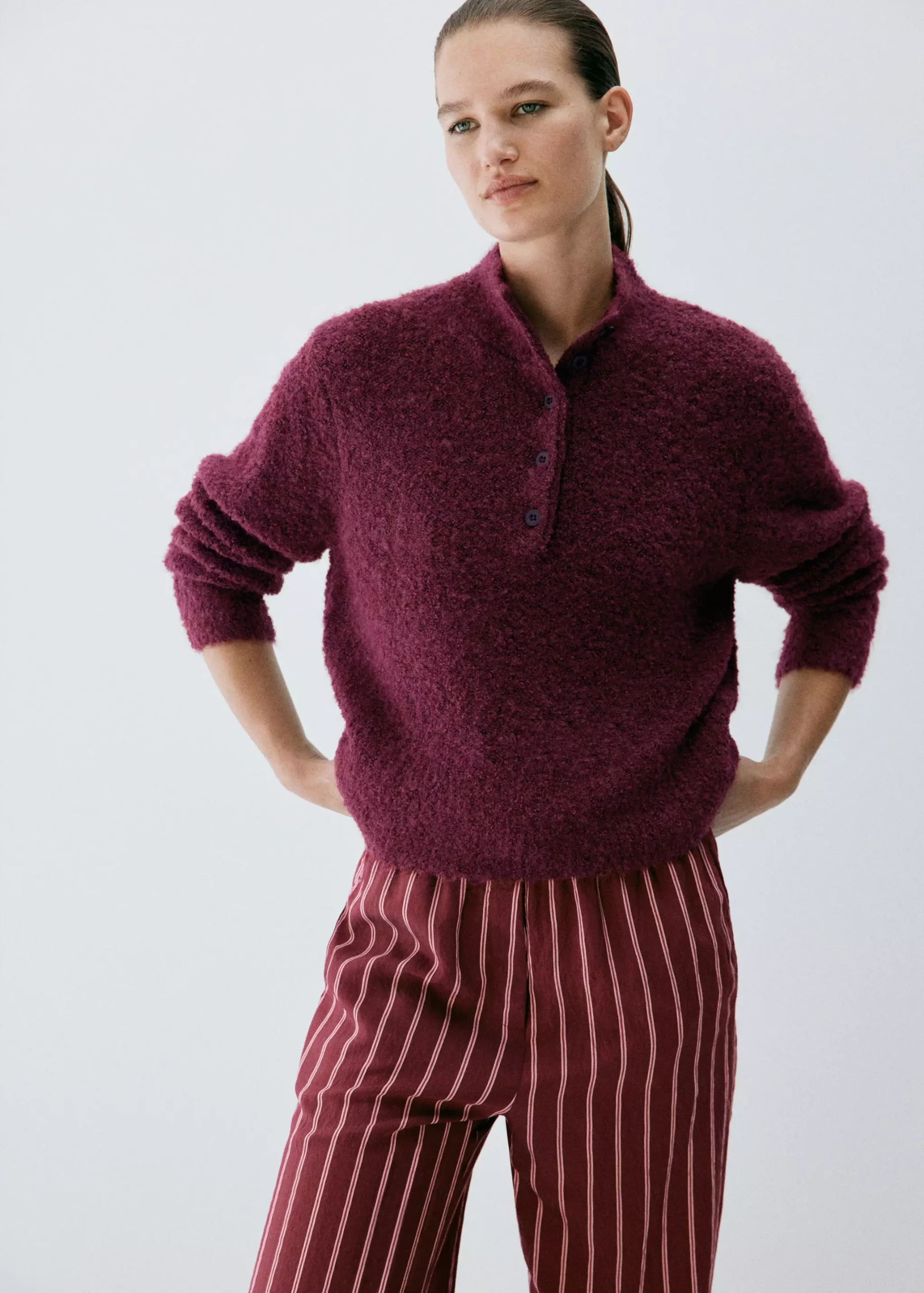 Perkins-Neck Boucl&amp;eacute; Sweater - Women | Mango United Kingdom
