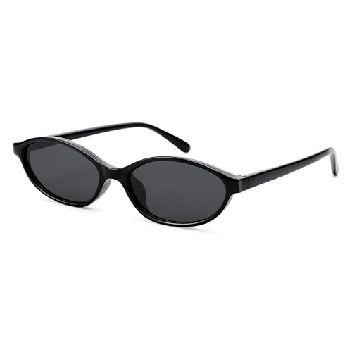 Glardefe Retro Oval Sunglasses for Women - Y2k Trendy Sun Glasses - Cat Eye 90s Shades(grey/black Lens)