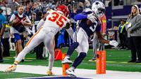 ARLINGTON, TX - NOVEMBER 27: Dallas Cowboys wide receiver George Pickens (3) catches a two-point conversion during the game between the Dallas Cowboys and the Kansas City Chiefs on November 27, 2025 at AT&T Stadium in Arlington, Texas. (Photo by Matthew Pearce/Icon Sportswire via Getty Images)