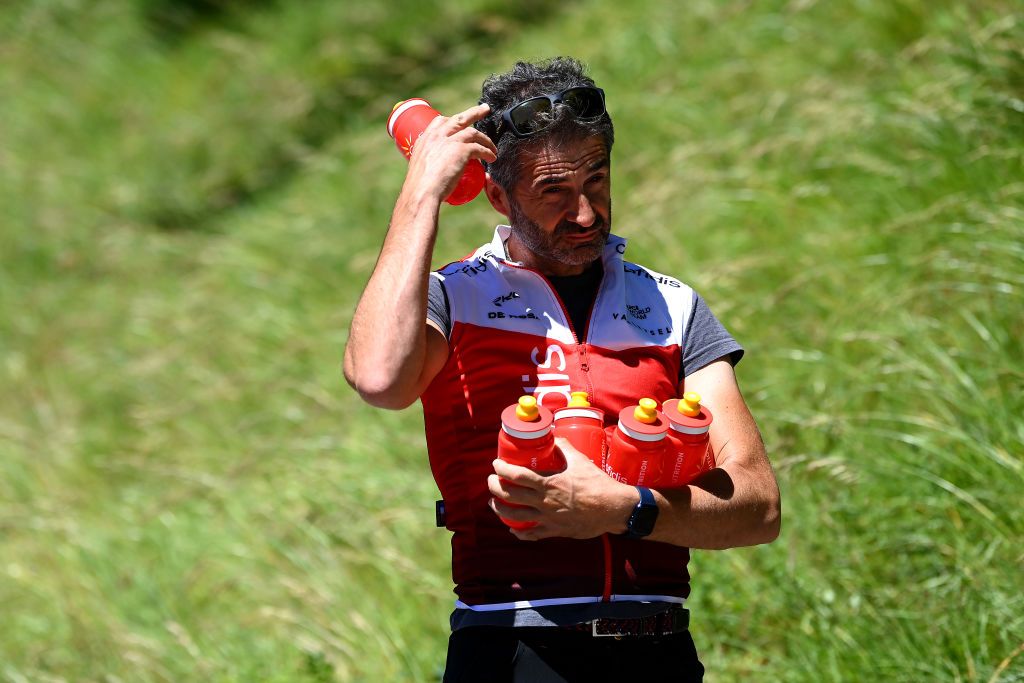 GRENCHEN SWITZERLAND JUNE 14 Team Cofidis soigneur at feed zone during the 85th Tour de Suisse 2022 Stage 3 a 1769km stage from Aesch to Grenchen ourdesuisse2022 WorldTour on June 14 2022 in Grenchen Switzerland Photo by Tim de WaeleGetty Images