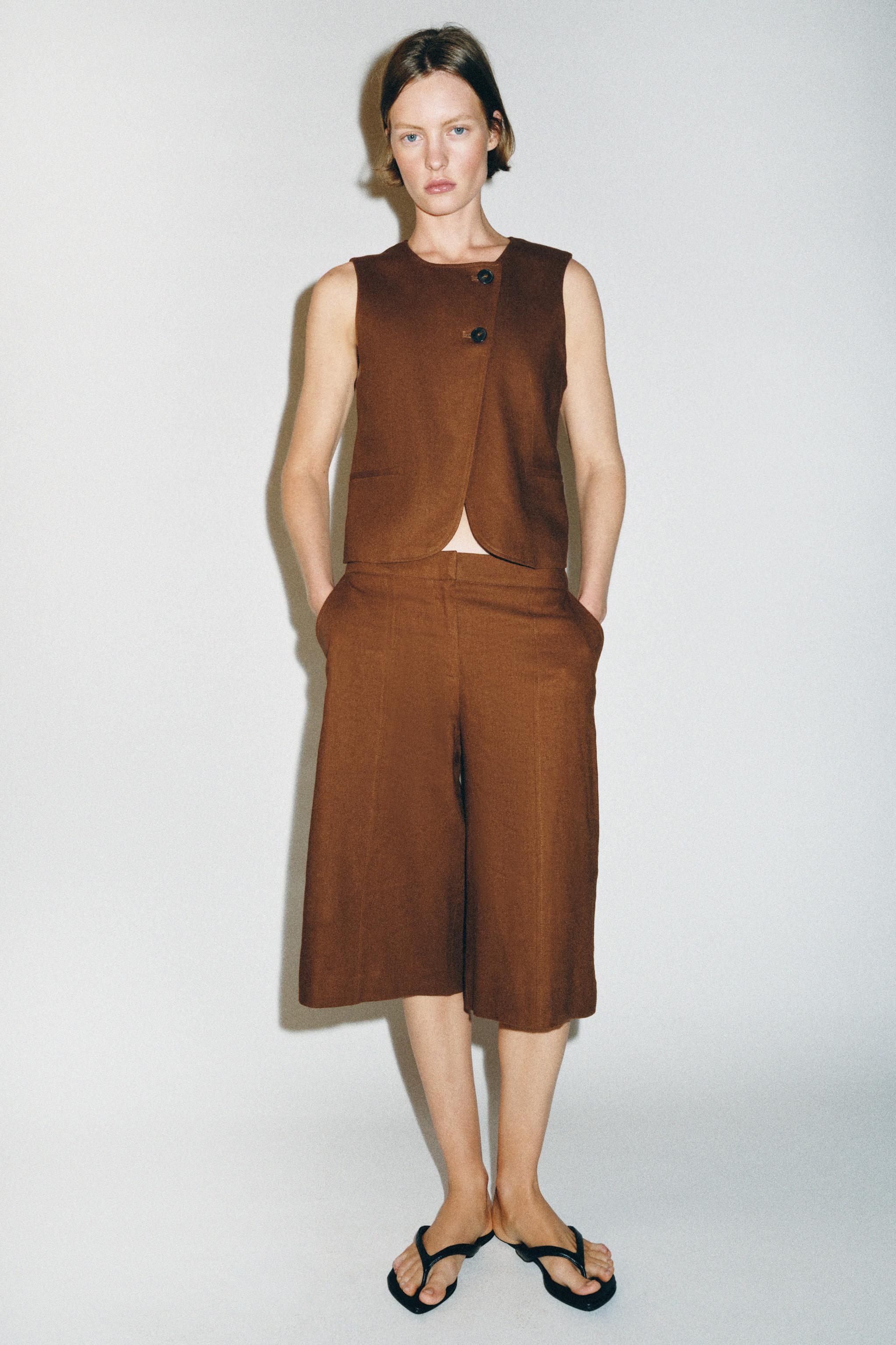 Linen Blend Wrap Waistcoat